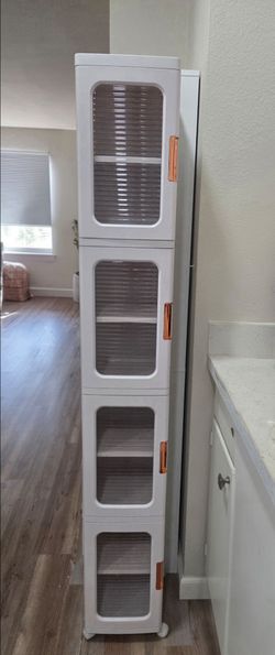 Narrow Storage Cabinet with Doors and Shelves Tall Skinny Bathroom Storage Kitchen Cabinet with Adjustable Shelf Cabinet Organizer Toilet Paper Storag