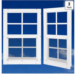 Brand new 14”×21” Shed Windows 2 Pack, Small Shed Window with Clear Tempered Glass and Metal Screen, Aluminum Replacement Windows Outside, for Home Ou