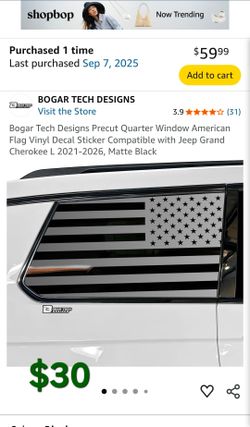 Vinyl window flag for 21-26 Jeep Grand Cherokee L
