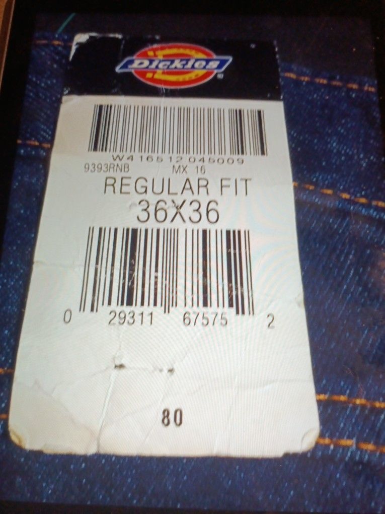 DICKIES JEAN CO. REGULAR FIT SIZE 36 X 36