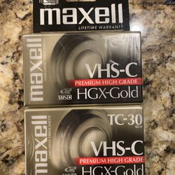 Maxell VHS-C TC-30 HGX-Gold Camcorder Videocassette 4 Pack
