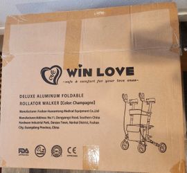 Win Love Deluxe Foldable Rollator Walker Padded Arm Rest Adjustable Tote Bag