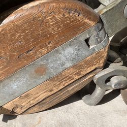 Antique salvaged ship's Old snatch block