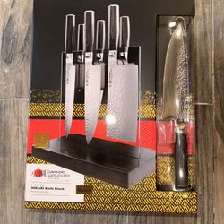 Cuisine Pro Damashiro Emperor, HIKARI Knife Block Chef Set, 420J2 Finest Japanese Steel, 7 piece