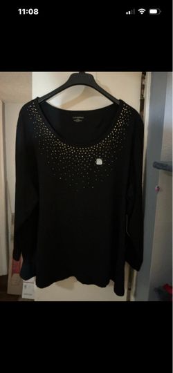 Catherines Black Studded Long Sleeve Top