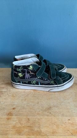 VANS DINOSAURS 🦕 🦖 PRINTS VELCRO NO SHOELACES KIDS SIZE 2.5