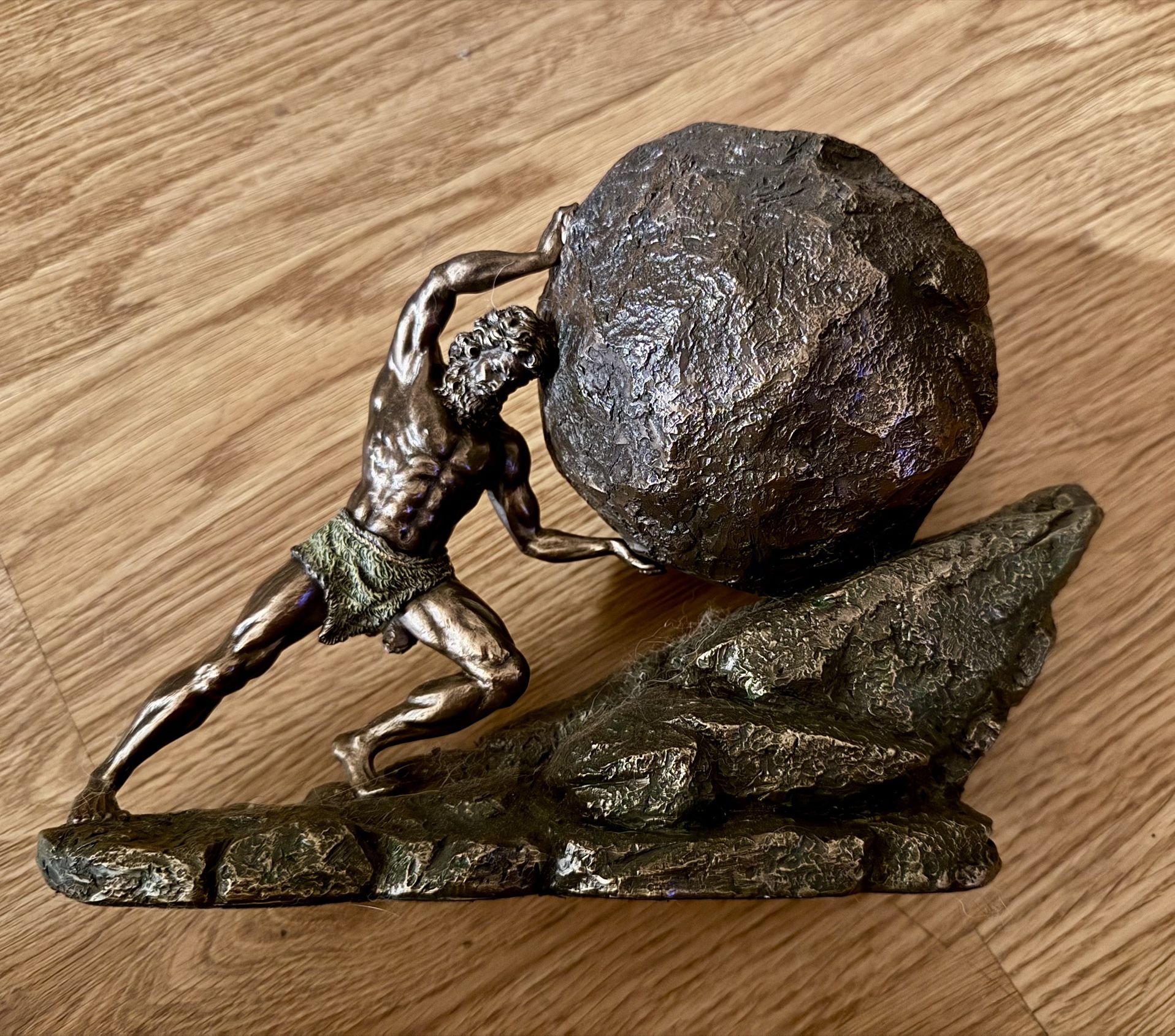 Sisyphus Statue 11.22 inches, Greek Mythology Sisyphus who pushes The Eternal Boulder