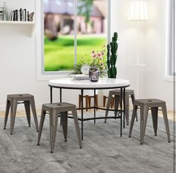 HAOBO Home Industrial Metal Barstools [Set of 4], 18"