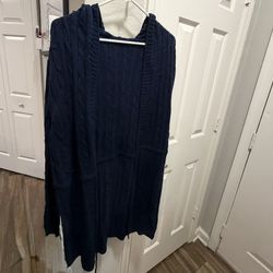 SHEIN Deep Blue Women's Cardigan with Hood