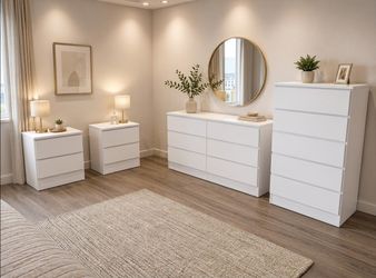 Dresser,  Chest And 2 Nightstands  - Cómoda,  Gavetero Y 2 Mesitas de noche