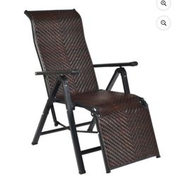 All New Patio Rattan Folding Lounge Chair Recliner 