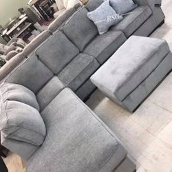 Light Gray Color Chenille Fabric Sectional Couch W Chaise Color Options Ask For Payment Plan