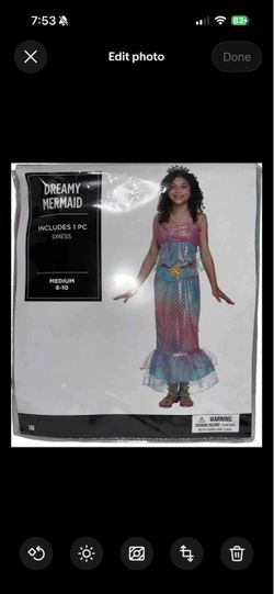 Dreamy Mermaid girls Medium (8-10) Barbie Colour Change Mermaid Halloween Costume, 1 piece included mermaid medium dress, purple/green/gold. New seal