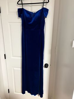 Royal Blue Velvet Off-Shoulder Maxi Dress