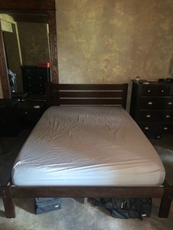 Queen bed frame and mattress