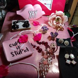 Assorted Earrings,rings,hair Pins For Valentine's