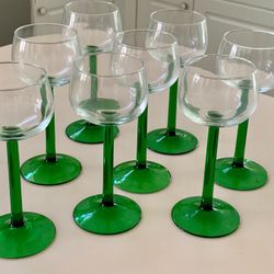 Luminarce Emerald Green long stem  wine glasses vintage