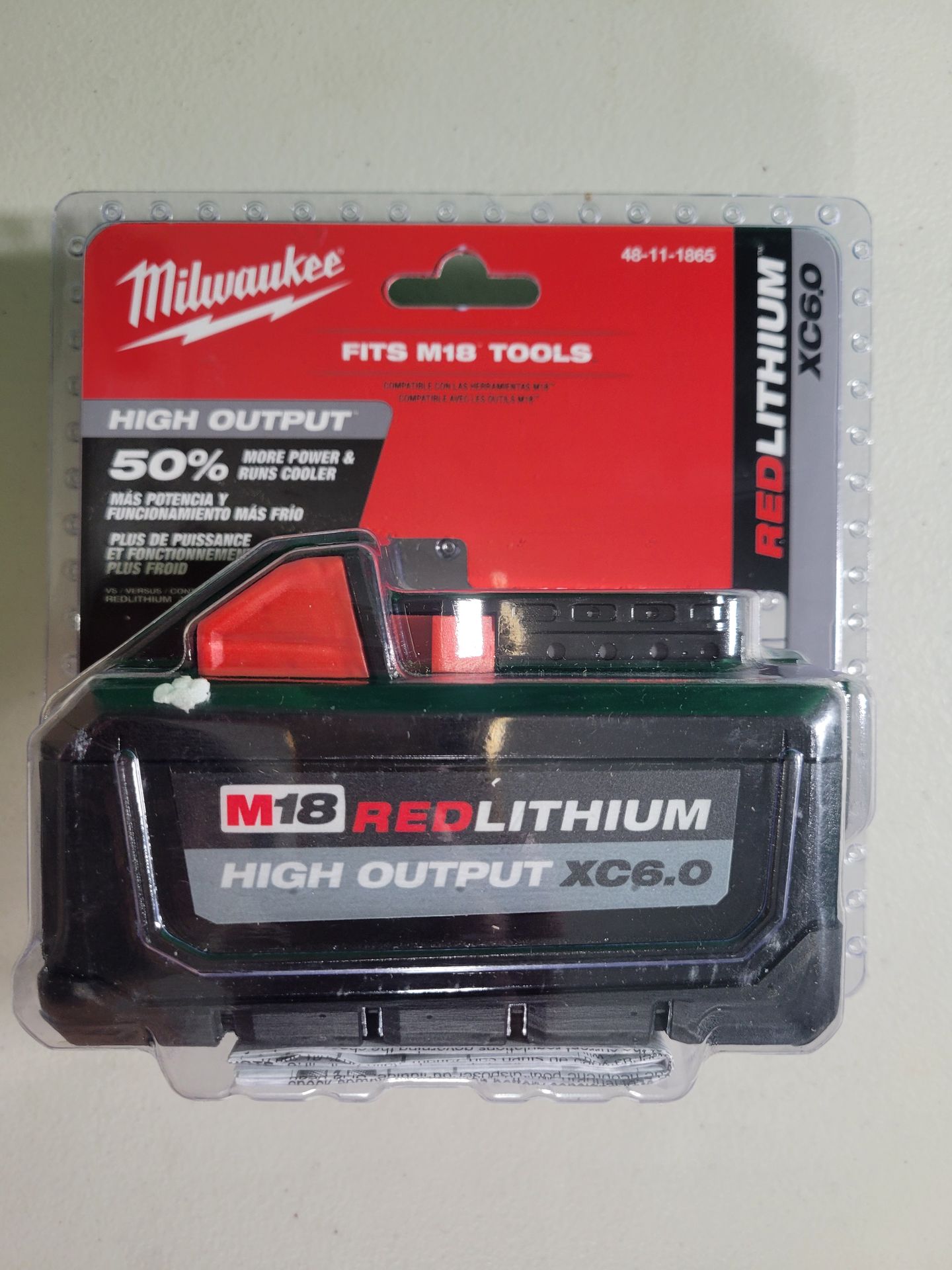 BRAND NEW Milwaukee M18 Red Lithium XC6.0 High Output Battery Model #48-11-1865