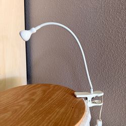 White Gooseneck Clip-On Reading Light Lamp
