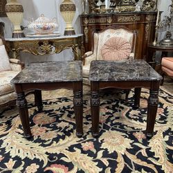 Pair of Beautiful Signature  Design Square End Table with a Marble Top🌷  $150 for a Pair