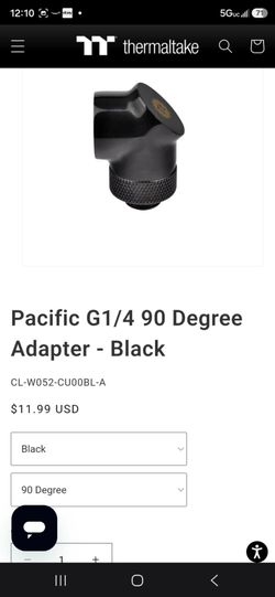 Pc liquid G 1/4 Fitting 16mm OD Mod Cooling PETG Rigid Hard Tube Thermaltake 90 Degree