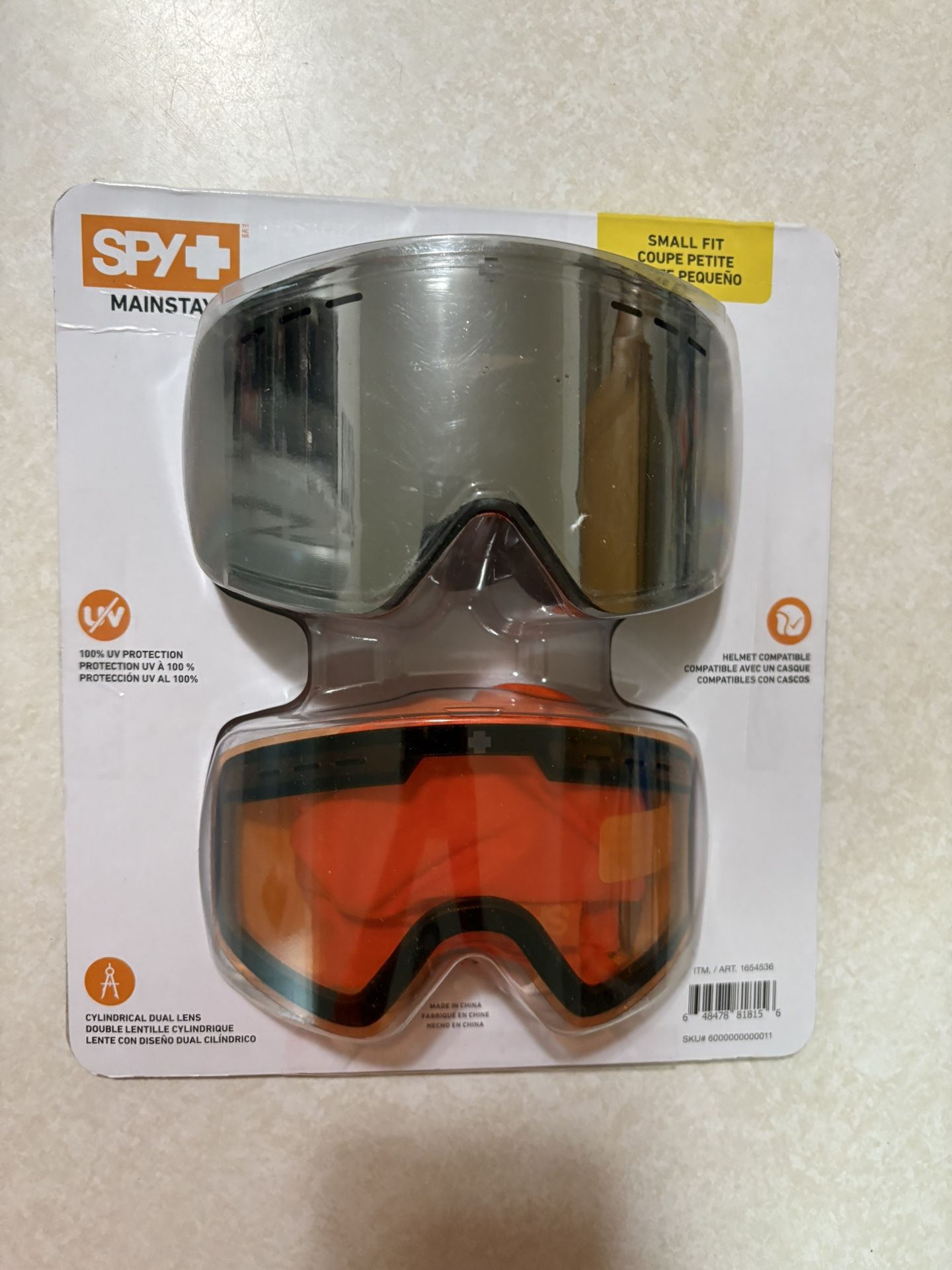 SPY+ Mainstay Snow Goggles Dual Lens Regular Fit Helmet Compat Triple Foam with Bag