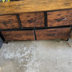 Brown Dresser With Bins As drawers 