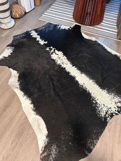 Authentic South African Nguni Cowhide Rug | Black & White | Approx. 74” x 74”