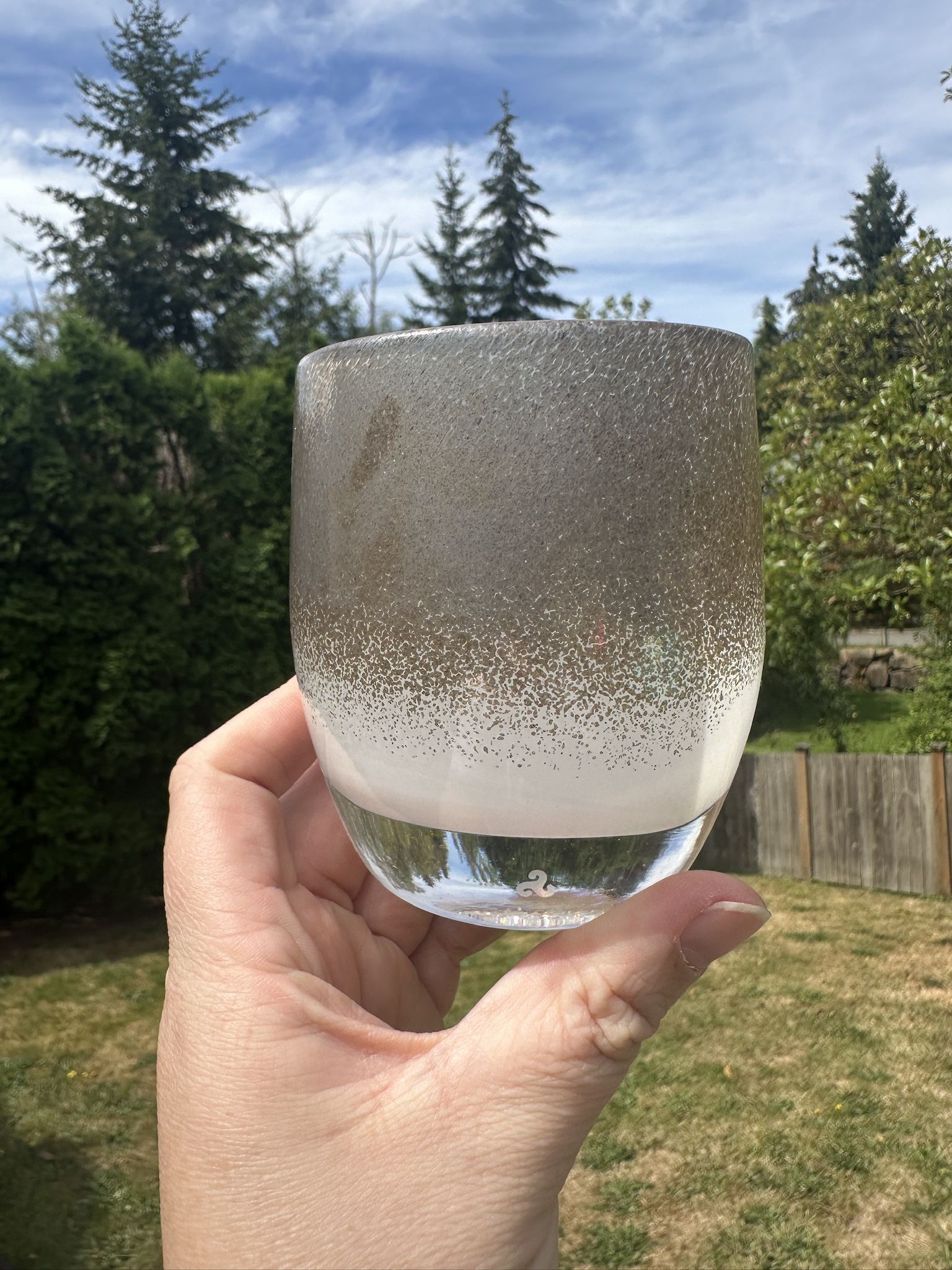 Glassybaby OOAK Gunmetal Frit Candle Holder