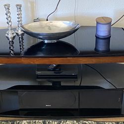 Black Glass TV Stand 24” High; 64” Wide