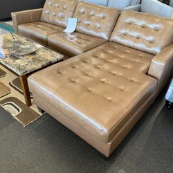 2 Piece Leather Sectional On Clearance 