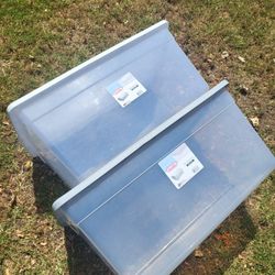Lot Of 2 90qt Sterilite Large Clear Plastic Bin Box Organizers With Lids