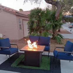 Patio Set Fire Pit And Furniture Set With Cushions 