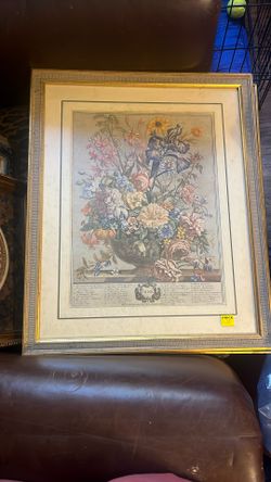 This is a framed art print titled "June" from the series Twelve Months of Flowers