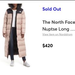 XL The North Face Nuptse Long Jacket