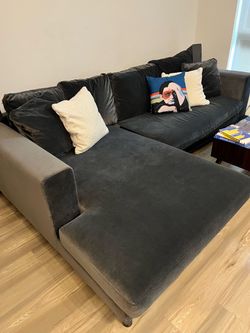 Acanva Luxury Velvet Sectional Sofa with Wide Chaise