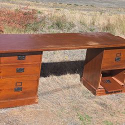3 Piece Desk Solid Wood Desktop