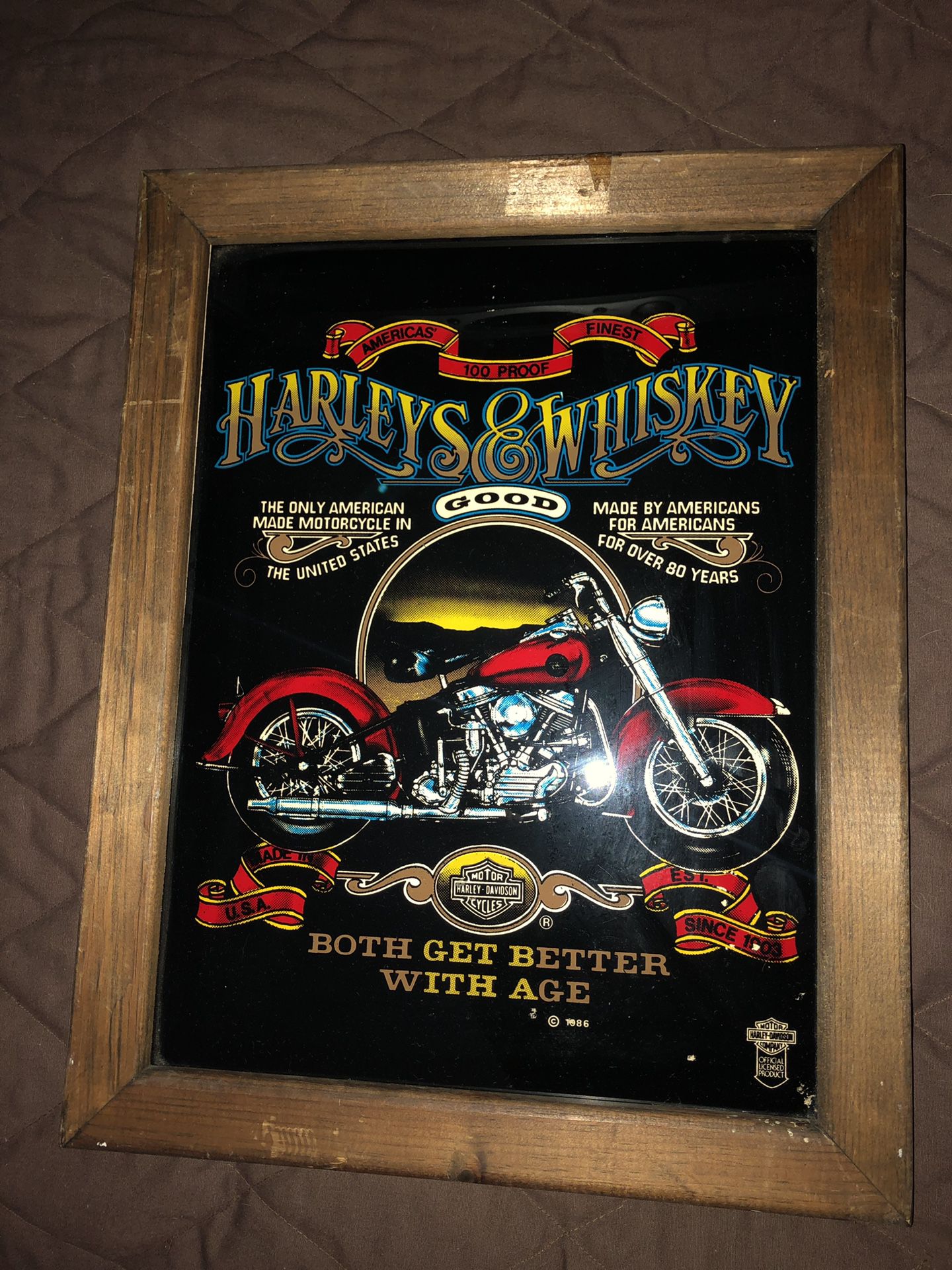 Harley Davidson framed poster from 1986