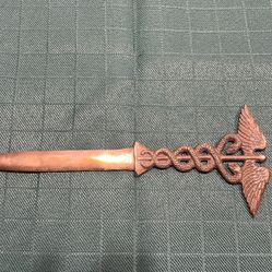 Vintage  Greek God Of MedicineBrass Letter Opener