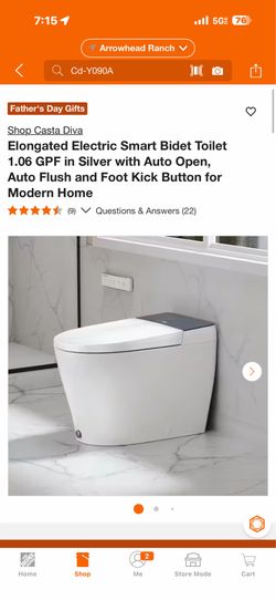Shop Casta Diva Elongated Electric Smart Bidet Toilet 1.06 GPF in Silver with Auto Open, Auto Flush and Foot Kick Button for Modern Home