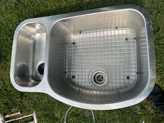 Blanco Stainless Steel Double Bowl Kitchen Sink with Grid