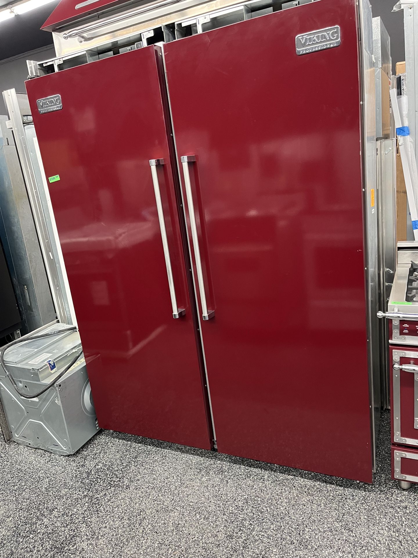 Viking Professional Built In Red 60” Column Fridge & Freezer Set