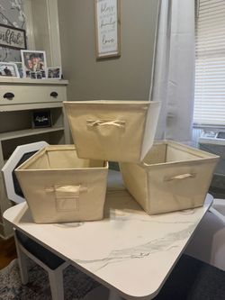 3 Large Wire &  Cloth Storage Baskets