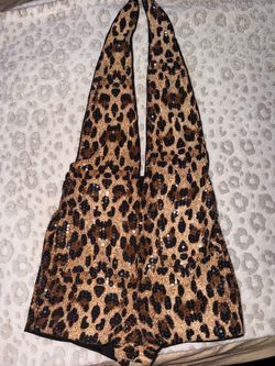 Leopard Print Sequin Romper
