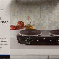 MAINSTAYS™ Die-Cast Double Burner Electric Cooktop – Heavy-Duty 1800W | Open Box (Never Used)