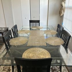 Glass Top Dining Table With 6 Chairs 