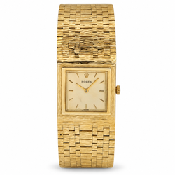 1950's Unisex Rolex 25mm Vintage 14K Yellow Gold Watch with Gold Dial and Gold Mesh Bracelet. (Pre-Owned)