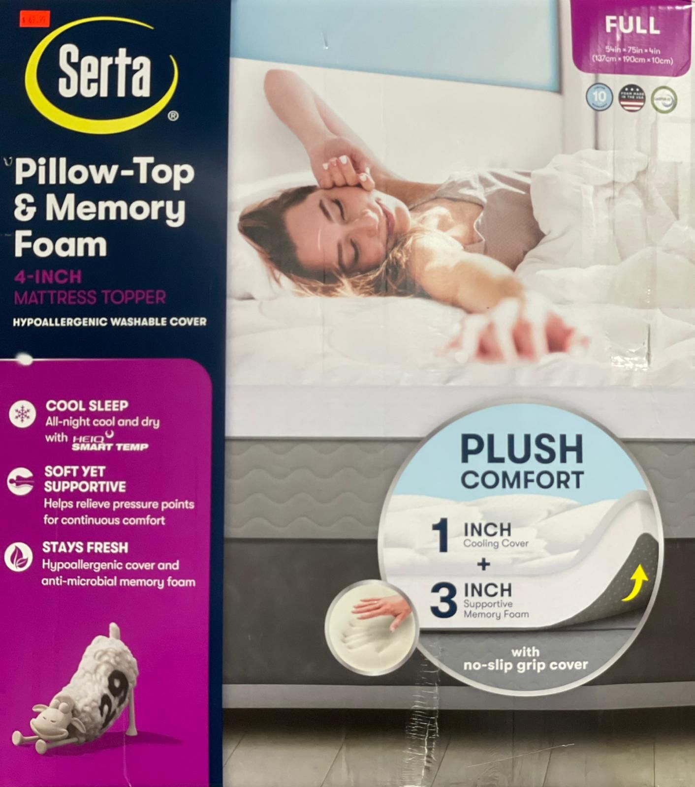 Serta 4" Pillowtop and Memory Foam Mattress Topper