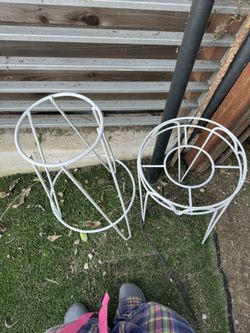 2 White Vintage Planters