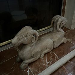 Vintage Ram Statue – Unique Double-Headed Design